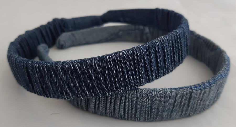 Ruffled Denim Hairband or Headband