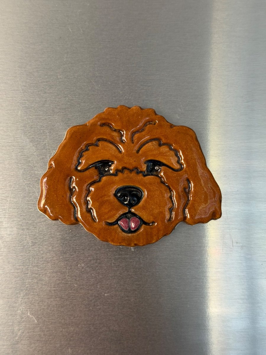 Handmade Ceramic cavapoo fridge magnet
