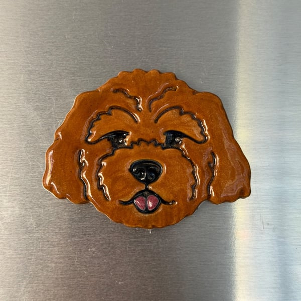 Handmade Ceramic cavapoo fridge magnet