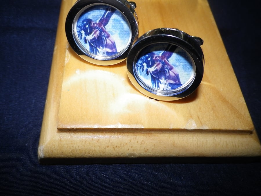 Indian Brave cufflinks, free shipping, gift wrapped, great image Ref 0862 