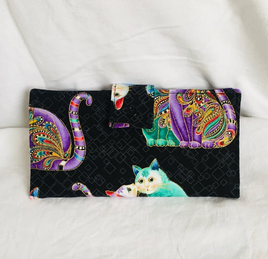 Long Wallet Purse, Cats Long Purse, Small Document Wallet, Unique Gift Ideas.