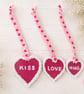 Three Clay Heart Ornaments – "Kiss, Love, Hug" Hanging Decor Set - Image 2