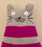 Grey and magenta  handknitted cat - Folksy Christmas 2026 - Image 2