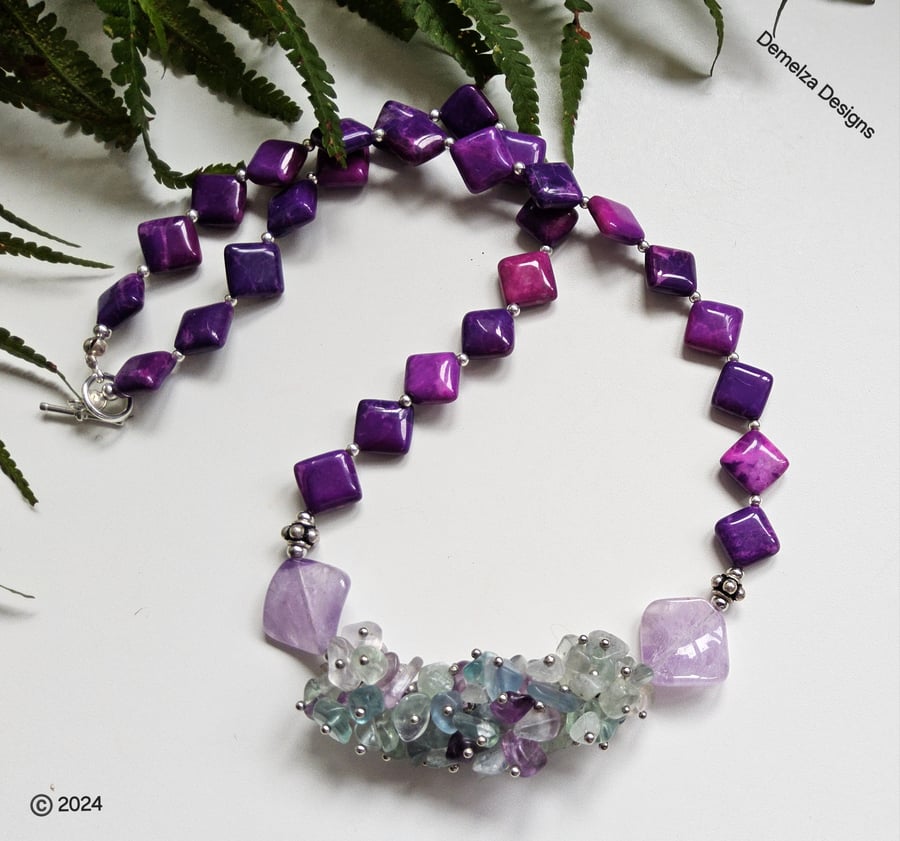 Amethyst, Fluorite & Howlite Necklace 'ONE OFF'