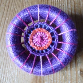 Chunky Dorset Button Brooch, Fuchsia 'Voodoo'