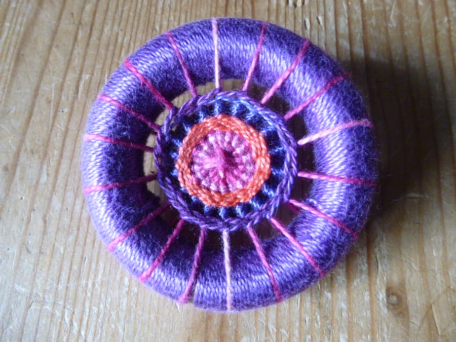 Chunky Dorset Button Brooch, Fuchsia 'Voodoo'