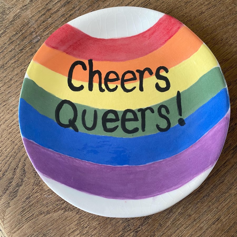 Cheers queers handmade ceramic dish 