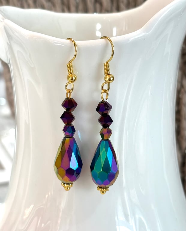 Vintage Electroplated Teardrop earrings,