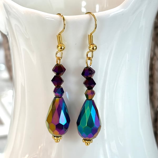 Vintage Electroplated Teardrop earrings,
