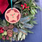 Hand Painted Ceramic Mince Pie Hanging Decoration, Christmas Hanger