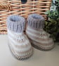 Designer Hand Knitted Merino Wool Baby Booties 0-3 months size 