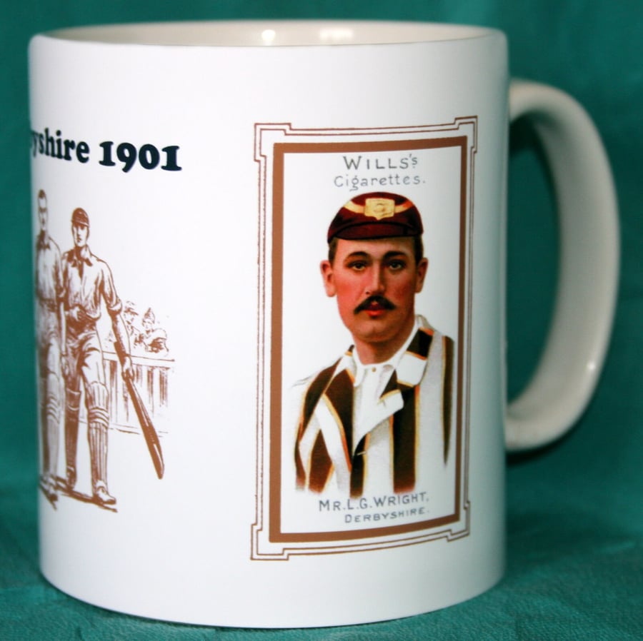 Cricket mug Derbyshire 1901 counties vintage design mug