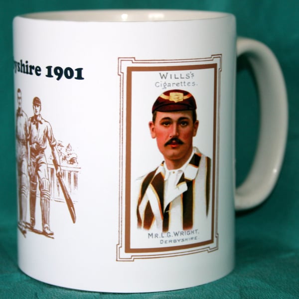 Cricket mug Derbyshire 1901 counties vintage design mug