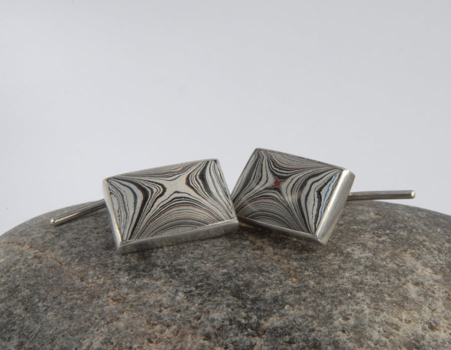 Sterling Silver and Detroit Fordite Cufflinks