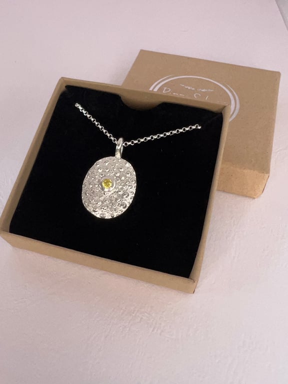 Silver sea urchin pendant necklace 