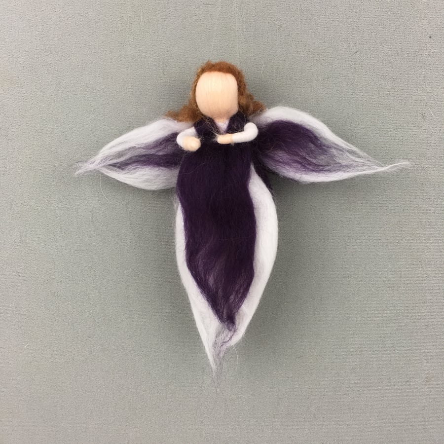 Whimsical woollen fairy, angel (purple)