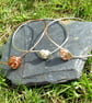 Trio of Rosebud Design Silver Plated Bangle Bracelets, Copper, Rose Gold, Silver