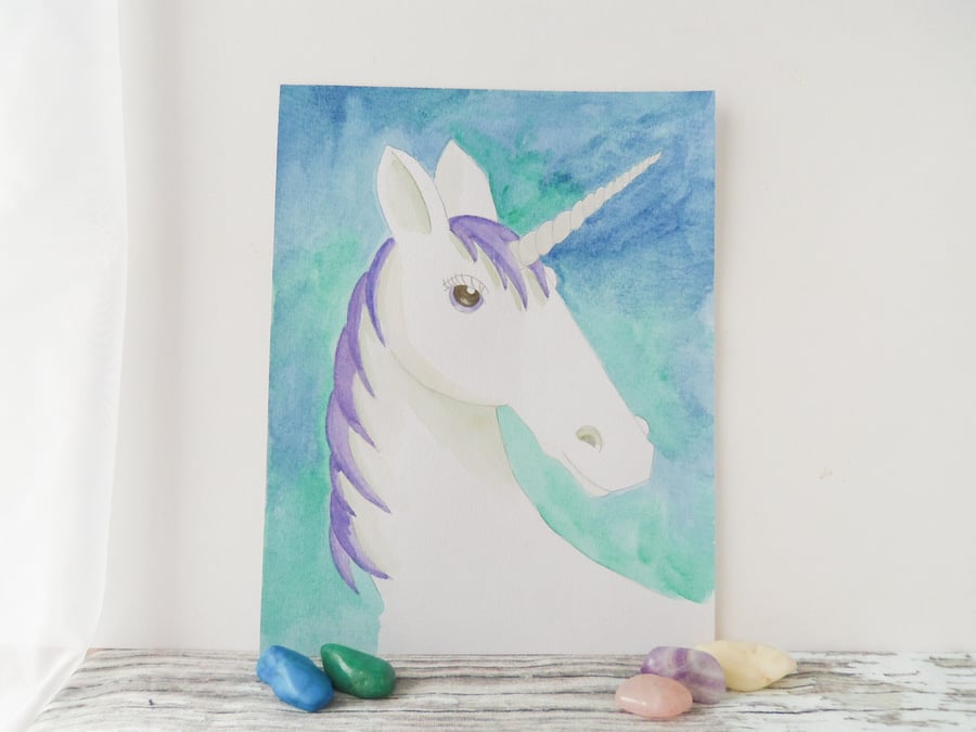 Unicorn Art, Unicorn painting, Fantasy Wall Art, Folklore Décor, kids room art