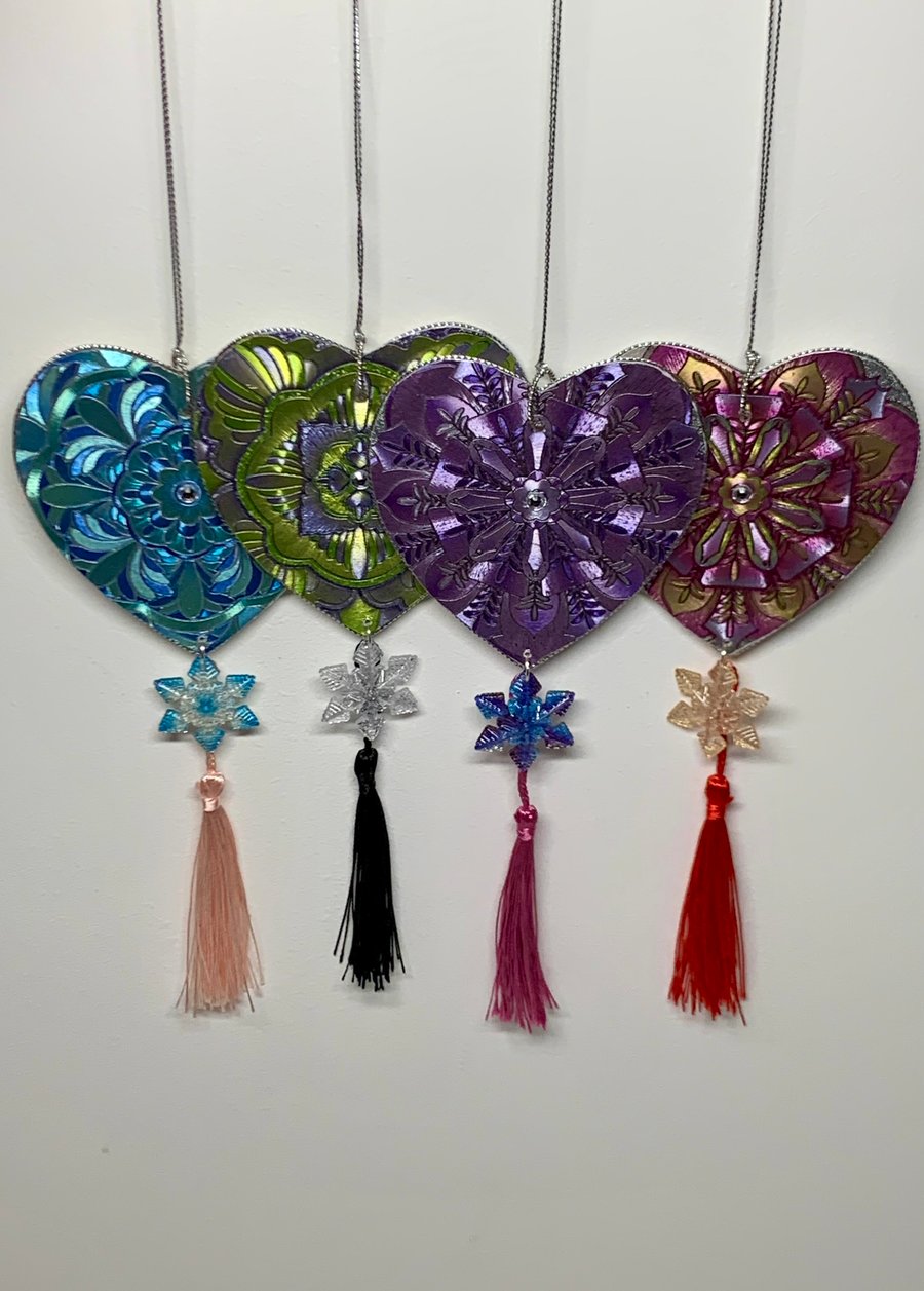 Christmas Heart Decorations x 4
