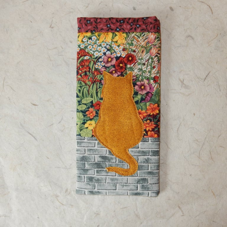 Glasses case - Ginger cat on the garden wall