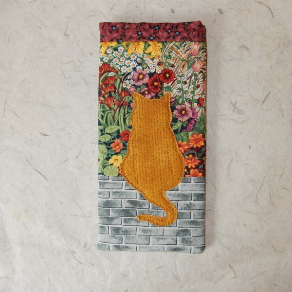 Glasses case - Ginger cat on the garden wall