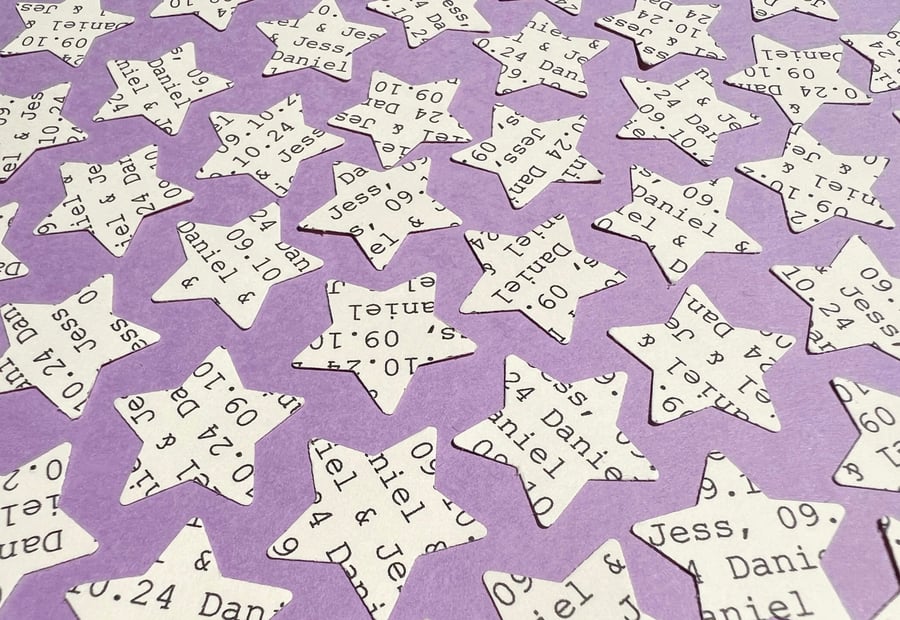 Cream Personalised Star Confetti, Any Wording Custom Stars, Wedding Decor 