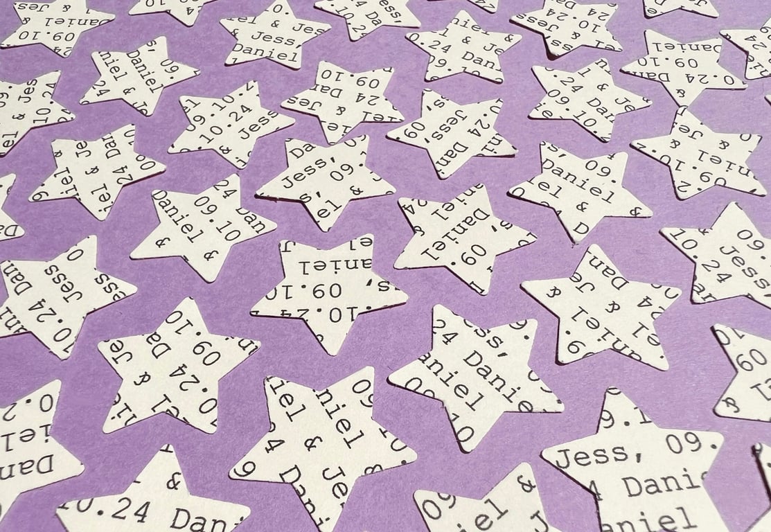 Cream Personalised Star Confetti, Any Wording Custom Stars, Wedding Decor 