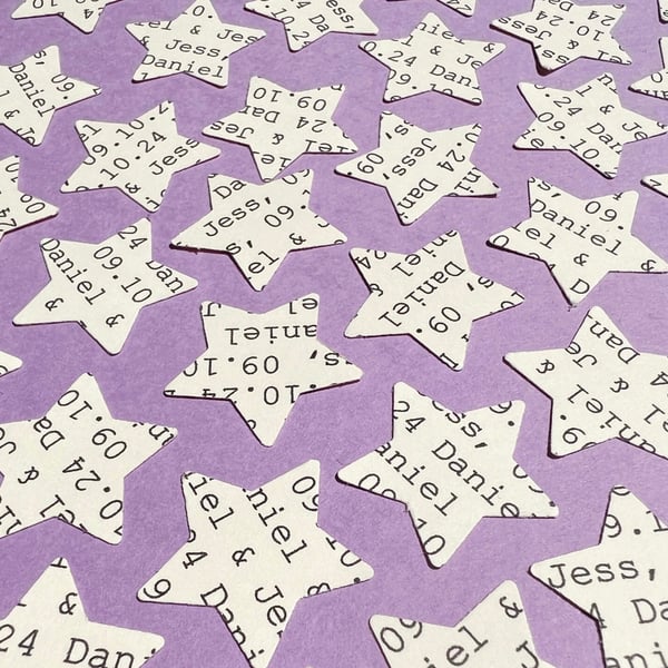 Cream Personalised Star Confetti, Any Wording Custom Stars, Wedding Decor 