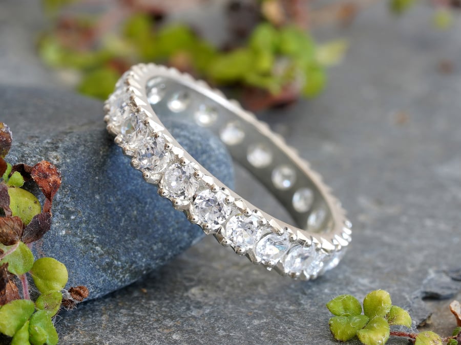 Cz eternity sales bands sterling silver