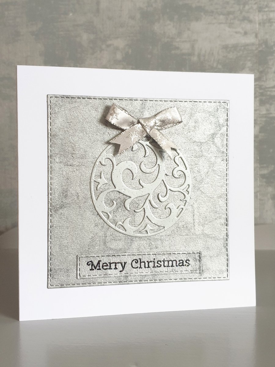 Silver Bauble Christmas Card 
