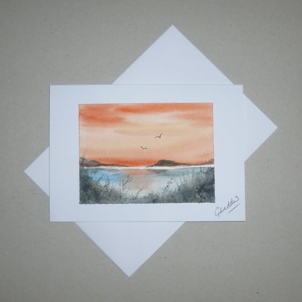 original art hand painted watercolour landscape greetings card ( REF fa 410 b3 )