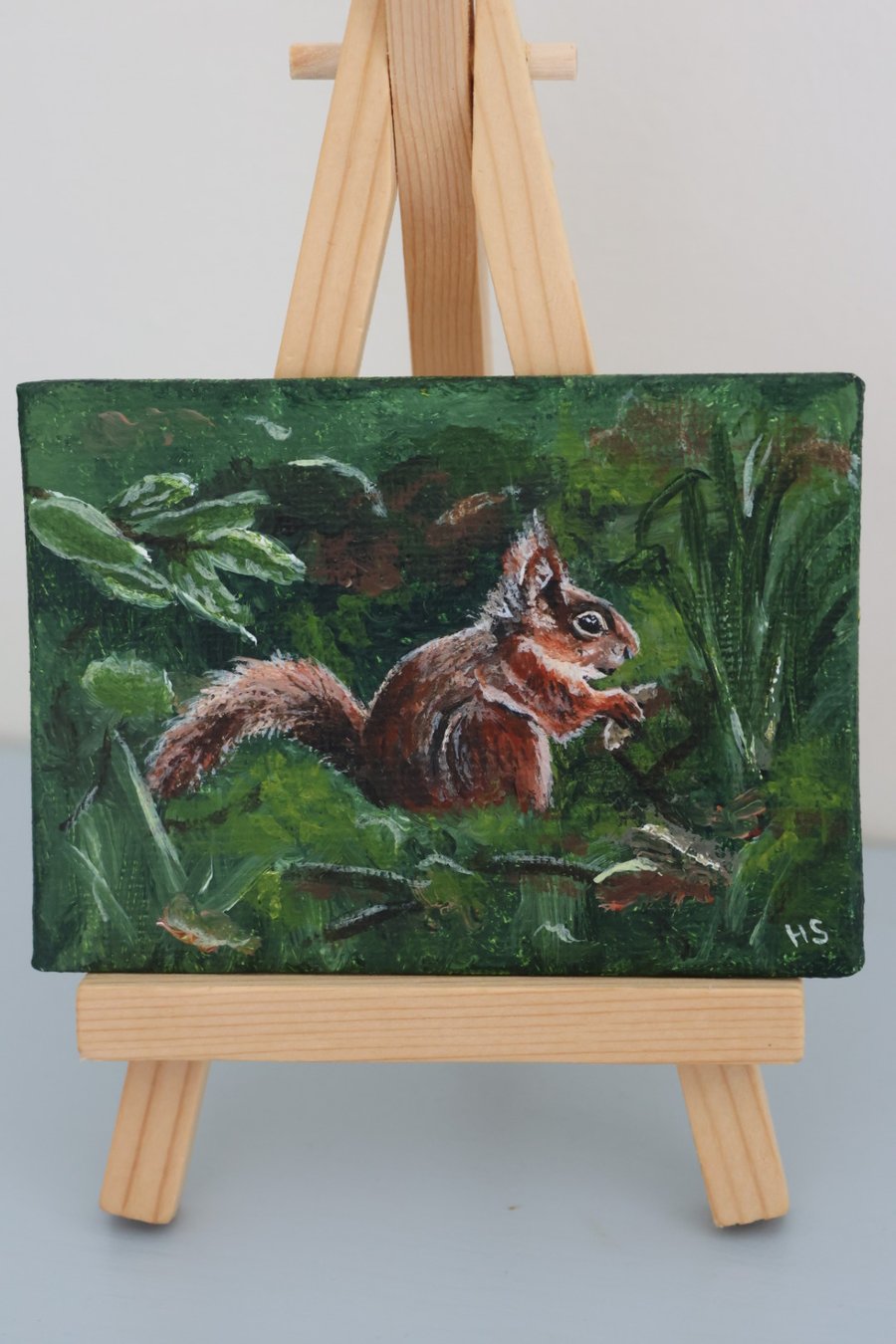 Red Squirrel Mini Original Acrylic Painting