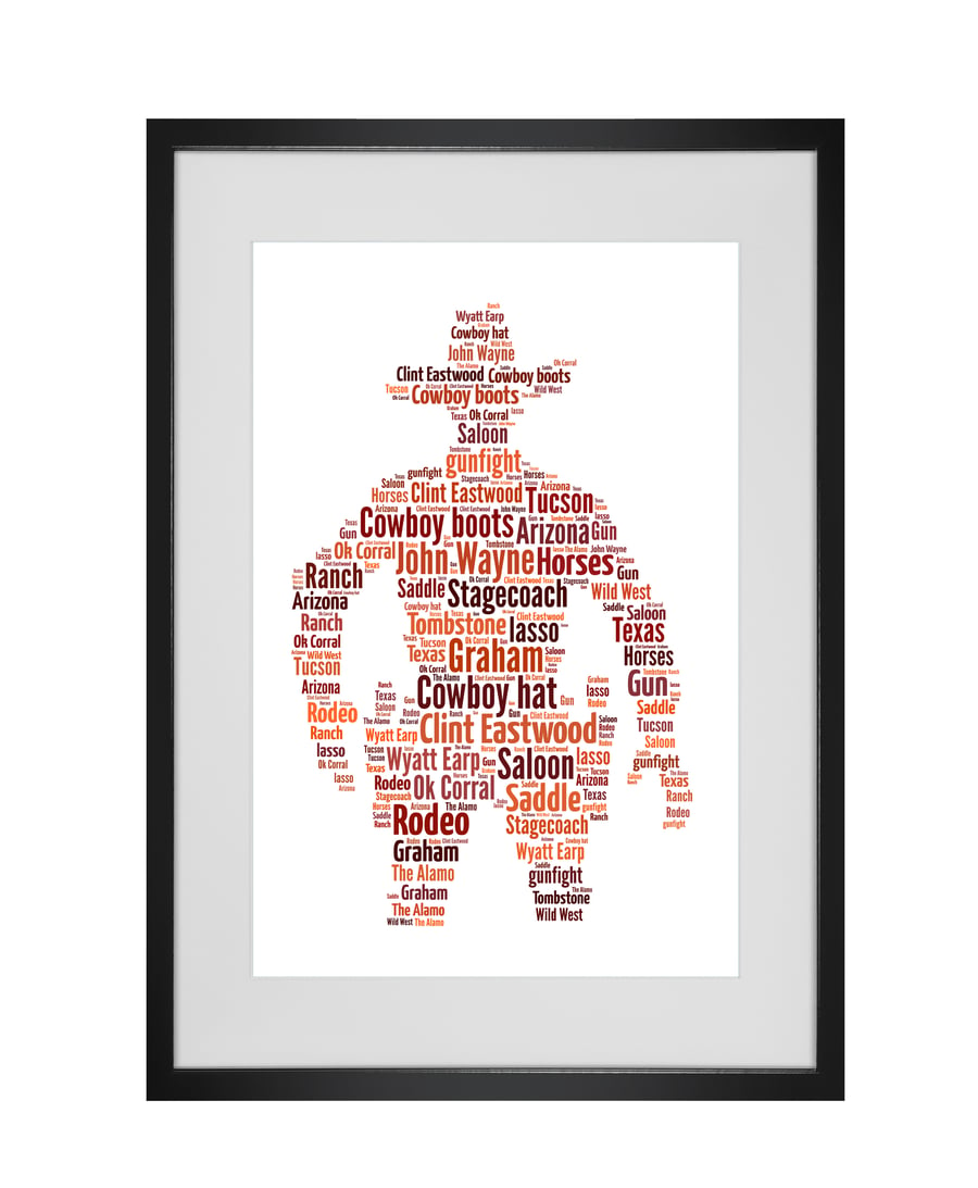 Personalised Cowboy Design Word Art Gifts  