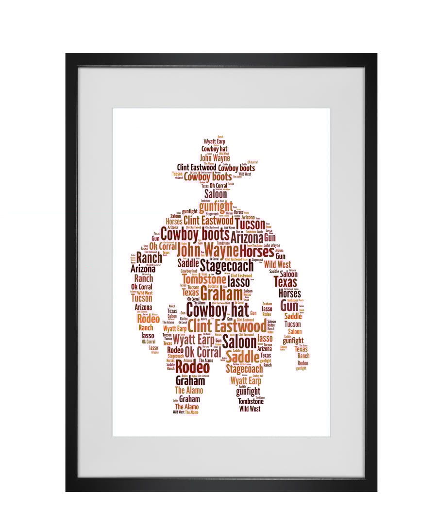 Personalised Cowboy Design Word Art Gifts  
