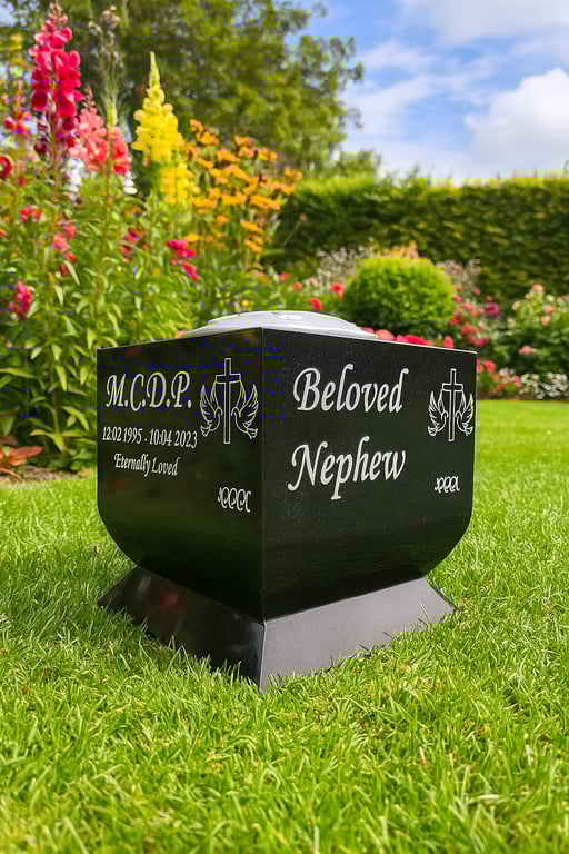  Personalised Granite Memorial Vase Plaque Grave rose bowl Cemetery Vase 