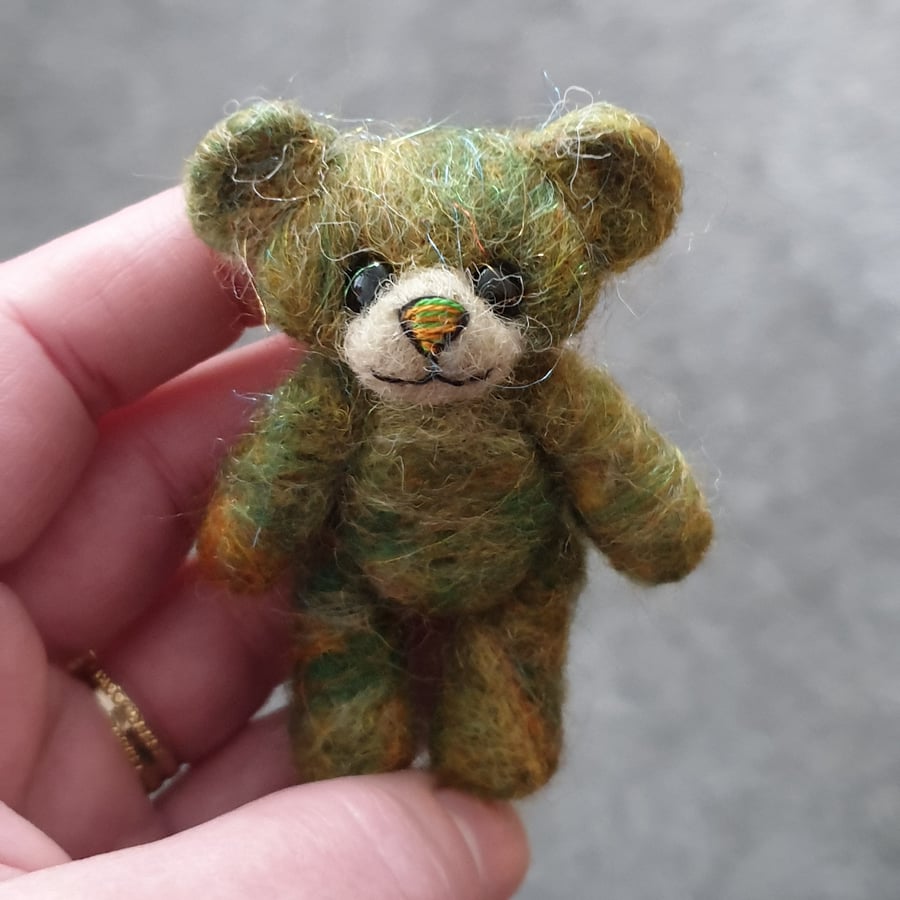 Merry, Miniature collector felt Silk & Sparkle Christmas teddy by Mini Companion