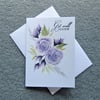 Get well soon card hand painted floral purple rose ( ref F 183 )
