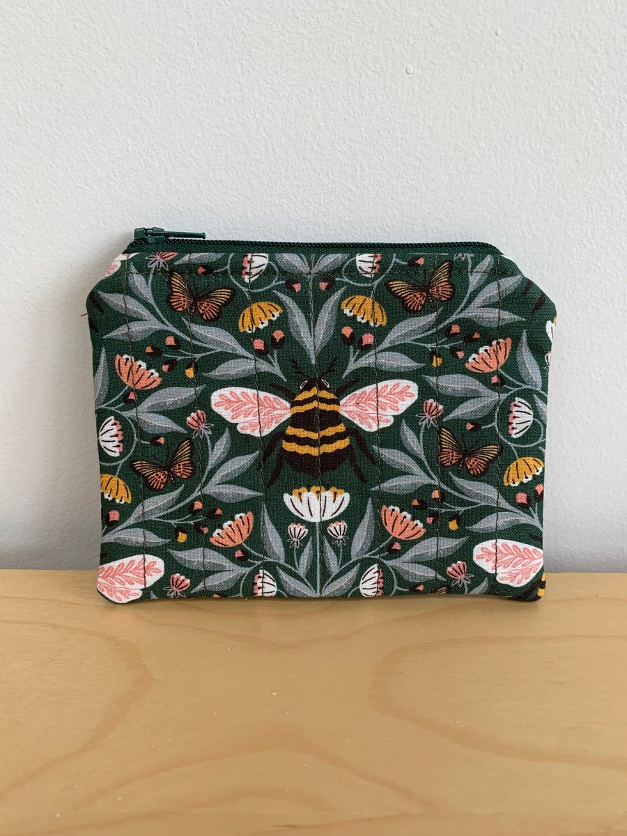 Bee Print Fabric Quilted Midi Purse