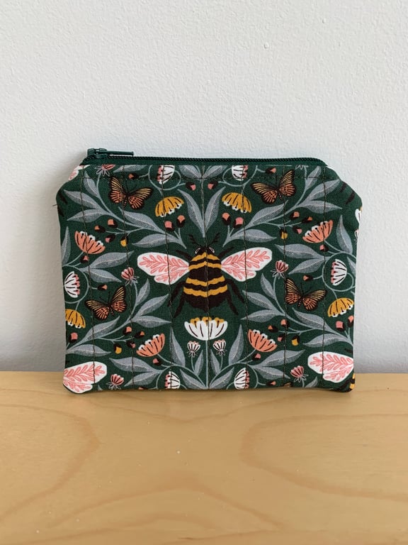 Bee Print Fabric Quilted Midi Purse
