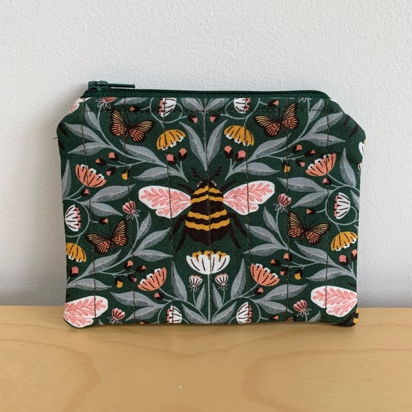 Bee Print Fabric Quilted Midi Purse