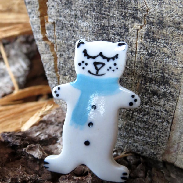 Teddy Bear Christmas Brooch