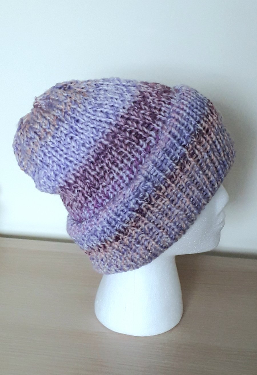 Reversible Double Layer Beanie Hat, Adult Size