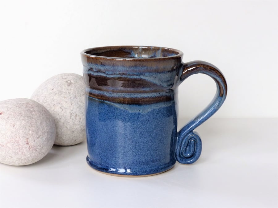 Landscape Blue Mug - Tea, Coffee, Hot Chocolate, Ceramic Stoneware Pottery 