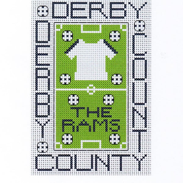 Derby County Cross Stitch Kit Size 4" x 6"  Full Kit