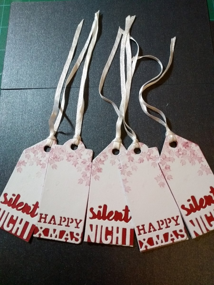 Cheery red pack of 5 Christmas tags