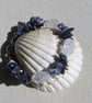 SALE Sodalite & Crackled Clear Quartz Crystal Gemstone Bracelet "Azure Dew"