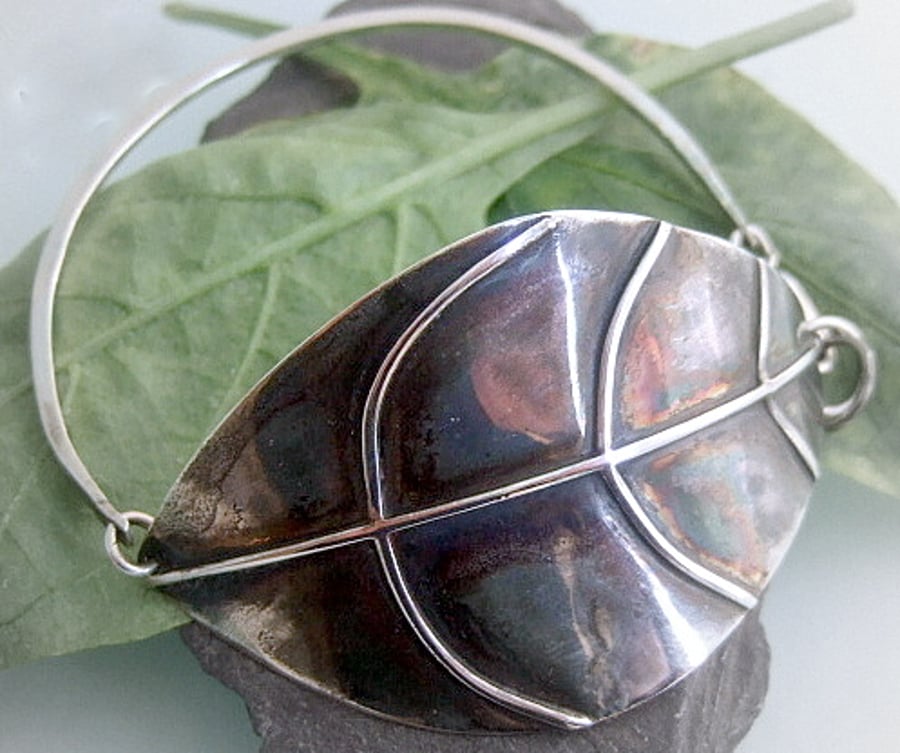 Large oxidised Leaf design bracelet