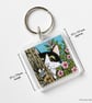 Sneaky Tuxedo Cat & Mouse Keyring - Square - Image 3