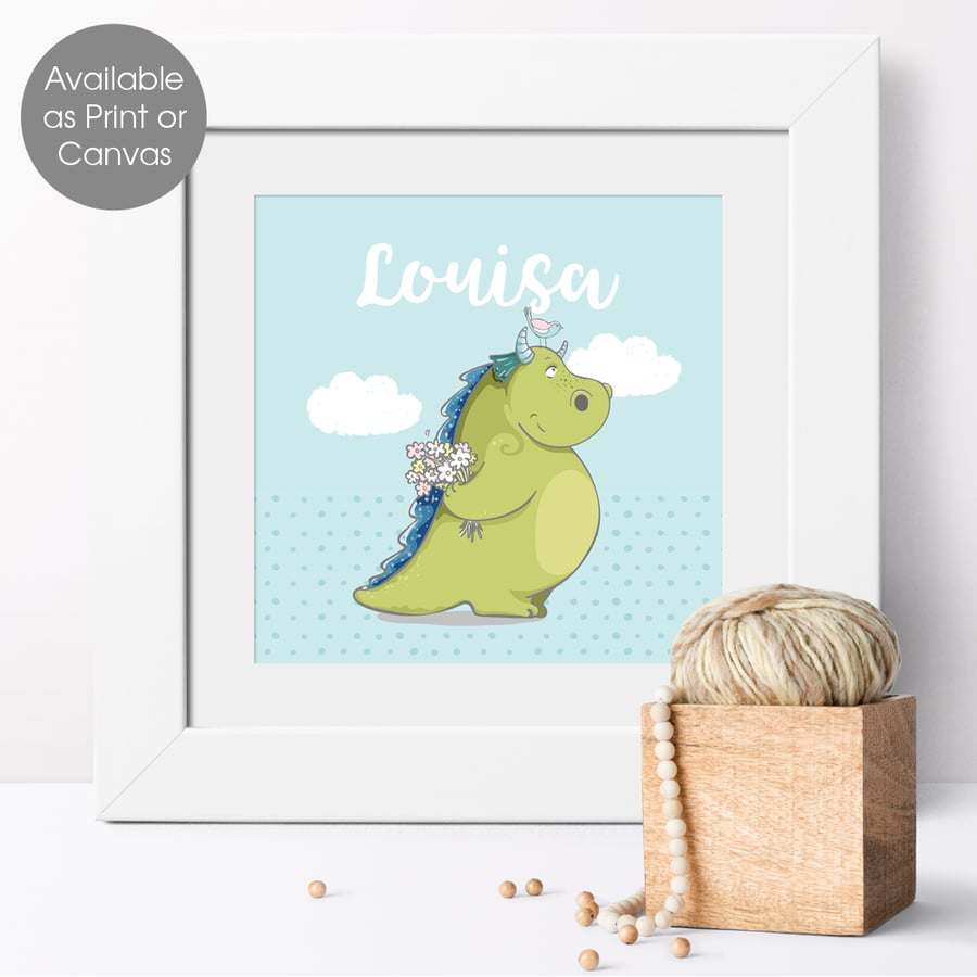 Dragon Personalised Fairy Tale Print, personalised little girl gift