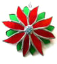 Red Flower Stained Glass Suncatcher Green Bright Colourful Floral - Image 6